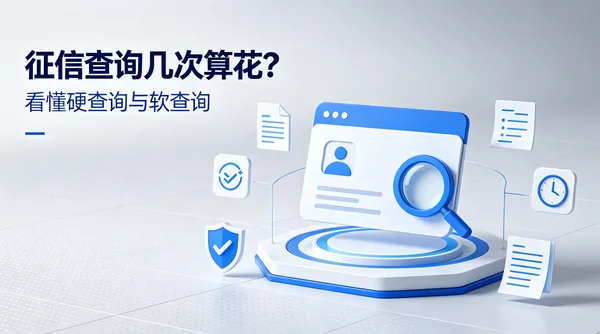立体插画:带人像的资料卡立在六边形底座上,一枚放大镜照着它,四周浮着文件、盾牌和时钟图标
